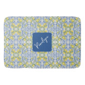 Tapis De Bain Mediterranean Blue & Yellow Lemon Tile Pattern (Devant)