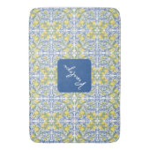 Tapis De Bain Mediterranean Blue & Yellow Lemon Tile Pattern (devant Vertical)