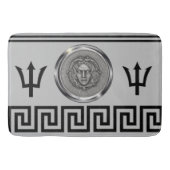 Tapis De Bain Méduse argentée, Clé grecque, Trident gris (Devant)