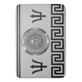 Tapis De Bain Méduse argentée, Clé grecque, Trident gris (devant Vertical)