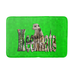 Tapis De Bain Meerkat Avec Logo Meerkats Sur Vert, Mousse Mémoir