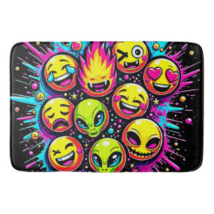 Tapis De Bain Mélange d'Emoji Néon Funky