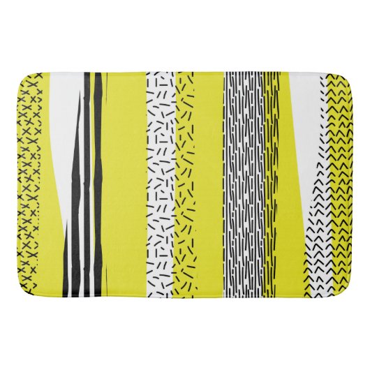 Tapis De Bain Mélange jaune et noir Motif géométrique (Devant)