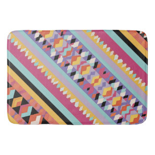 Tapis De Bain Mélange Motif bleu jaune rose