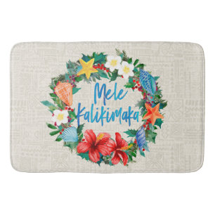 Tapis De Bain Mele Kalikimaka Hawaiian Christmas Wreath