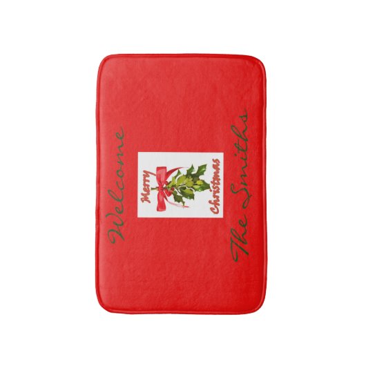 Tapis De Bain mélodie rouge de noël (Devant (Vertical))