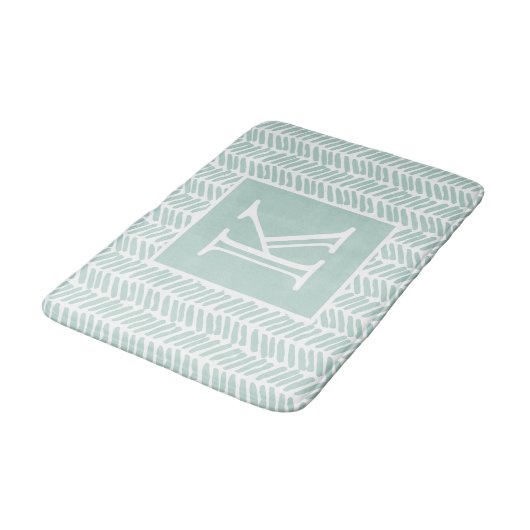 Tapis De Bain Menthe Seaglass Vert Zigzag Blanc (Angle)