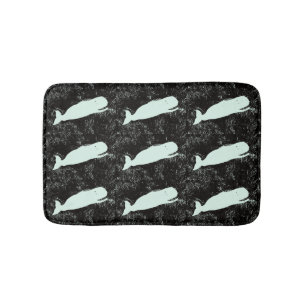 Tapis De Bain mer noire avec baignade baleine blanche