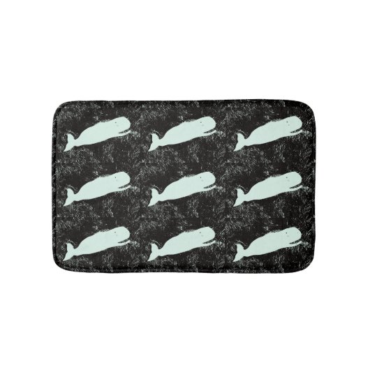 Tapis De Bain mer noire avec baignade baleine blanche (Devant)