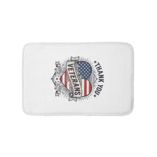 Tapis De Bain Merci aux vétérans Vector Design de cœur patriotiq