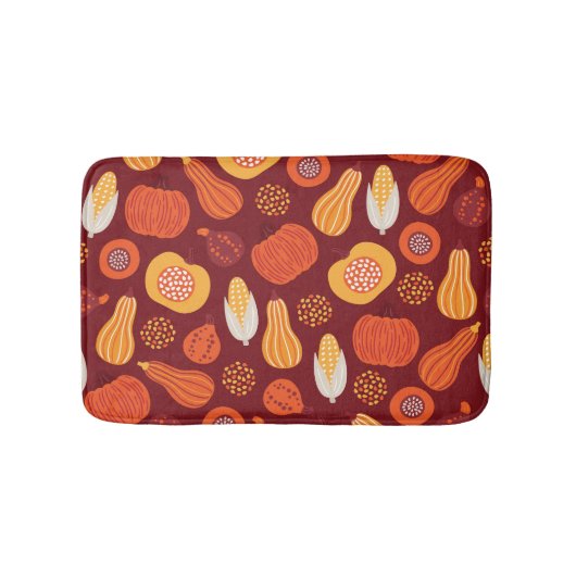 Tapis De Bain Merci Citrouille Brown Motif sans Seamless. (Devant)