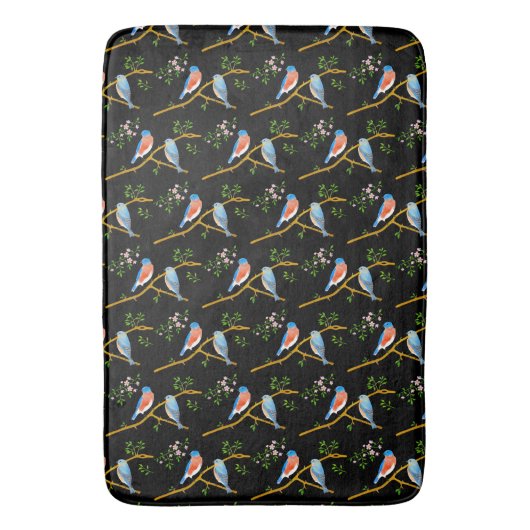 Tapis De Bain Merles Bleus (devant Vertical)
