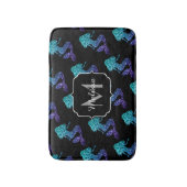 Tapis De Bain Mermaid aqua blue ombre Sparkles pattern Monogram (Devant (Vertical))