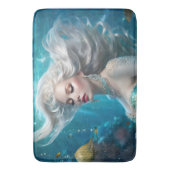 Tapis De Bain Mermaid cheveux en argent Turquoise Océan (devant Vertical)