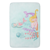 Tapis De Bain Mermaids et méduses sous l'aquarelle marine (devant Vertical)