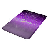 Tapis De Bain Métal brossé violet moderne avec Monogramme argent (Angle)