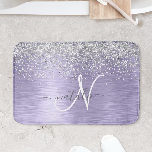 Tapis De Bain Métal brossé violet Parties scintillant d'argent N