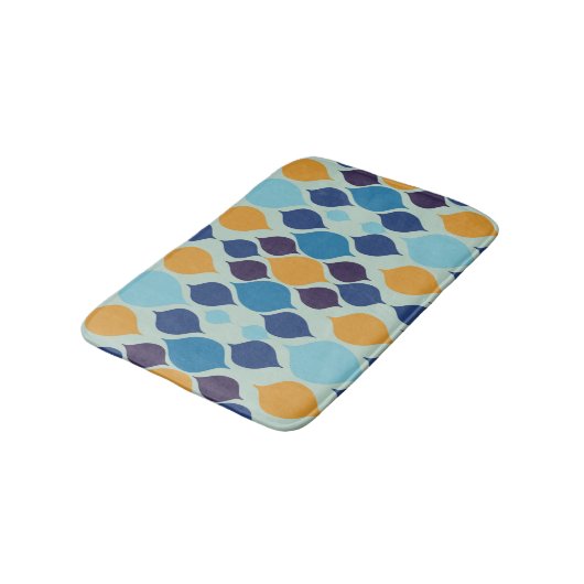 Tapis De Bain Mi-siècle 1960 Géométrique Bleu (Angle)