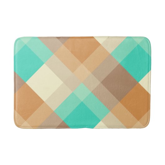 Tapis De Bain Mi-siècle méga plaid - tan & turquoise (Devant)