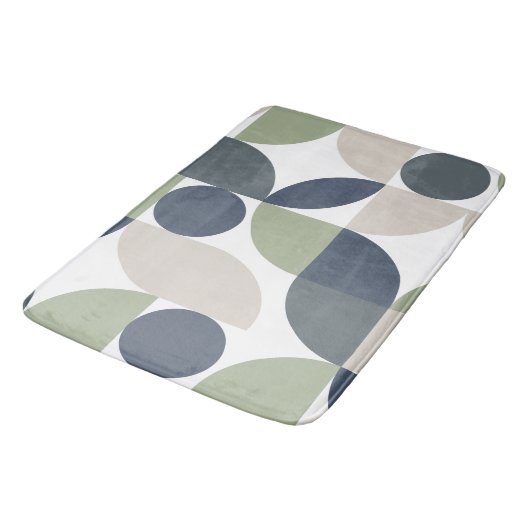 Tapis De Bain Mi-siècle Moderne Abstrait 26 Gris, Vert (Angle)
