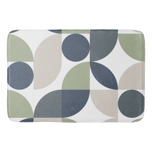 Tapis De Bain Mi-siècle Moderne Abstrait 26 Gris, Vert (Devant)