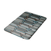Tapis De Bain Mi-Siècle Moderne Bandes Minces Turquoise Brown (Angle)