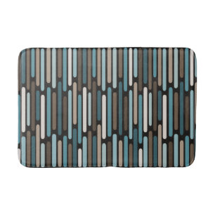 Tapis De Bain Mi-Siècle Moderne Bandes Minces Turquoise Brown
