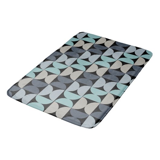 Tapis De Bain Mi-siècle moderne bleu vert et gris (Angle)