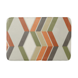 Tapis De Bain Mi-Siècle Moderne Diagonal Grandes Vert Orange