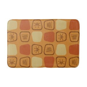 Tapis De Bain Mi-siècle Moderne Étendu Carré Ochre