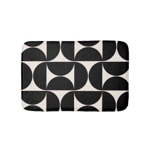 Tapis De Bain Mi-Siècle Moderne Motif Vintage Noir Et Blanc (Devant)