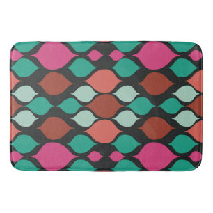 Tapis De Bain Mi-siècle moderne noir géométrique