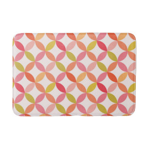 Tapis De Bain Mi-siècle moderne rose rouge orange Cercles