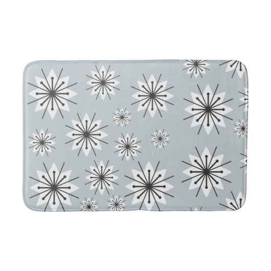 Tapis De Bain Mi-Siècle Moderne Snowflakes Silver (Devant)