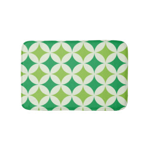 Tapis De Bain Mi-siècle moderne White Green Starburbs Cercles