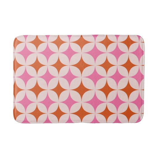 Tapis De Bain Mi-Siècle Rétro Starburs Motif Orange Rose (Devant)