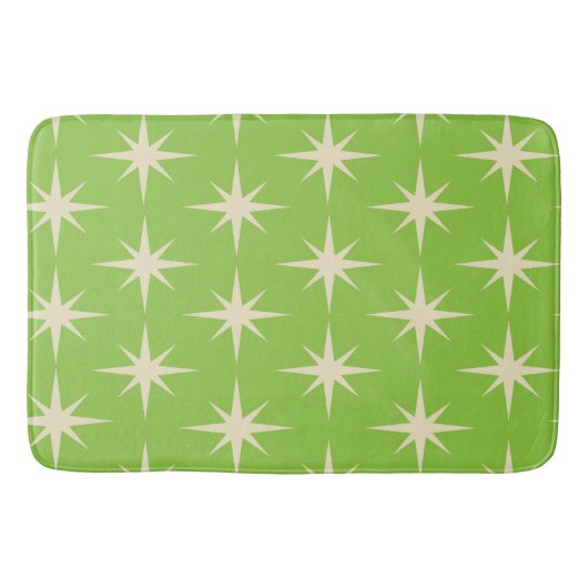 Tapis De Bain Mid Century Atomic Stars Motif sur Green (Devant)
