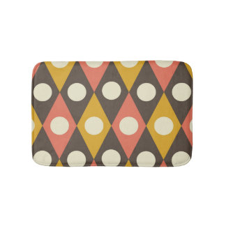 Tapis De Bain Mid Century Circles on Terracotta Mustard Diamonds