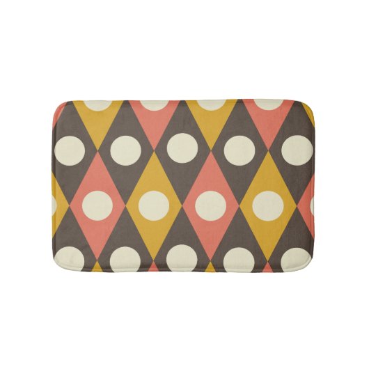 Tapis De Bain Mid Century Circles on Terracotta Mustard Diamonds (Devant)