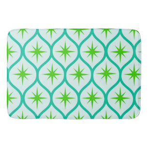 Tapis De Bain Mid-Century Green Starbursauts sur Motif Ovals