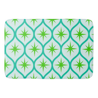 Tapis De Bain Mid-Century Green Starbursauts sur Motif Ovals