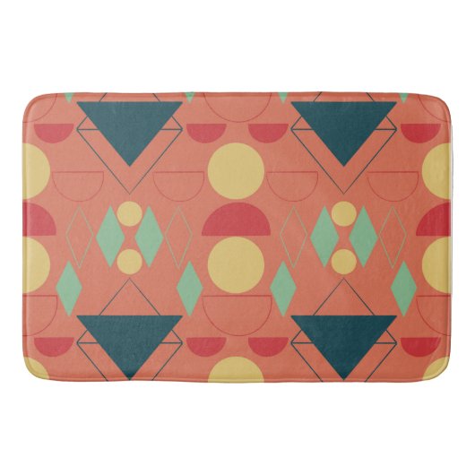 Tapis De Bain Mid Century Mod Orange géométrique (Devant)