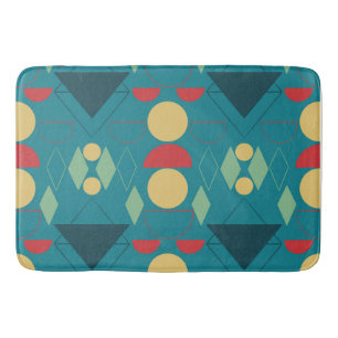 Tapis De Bain Mid Century Mod Turquoise géométrique