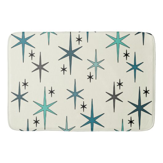 Tapis De Bain Mid Century Modern Star Sky Turquoise (Devant)