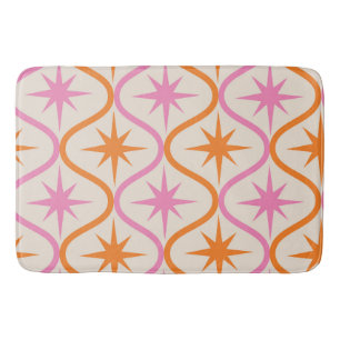 Tapis De Bain Mid Century Orange rose Starburburs sur Ogee Motif