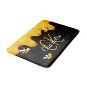 Tapis De Bain Miel d'abeilles Monogramme d'or noir (Angle)
