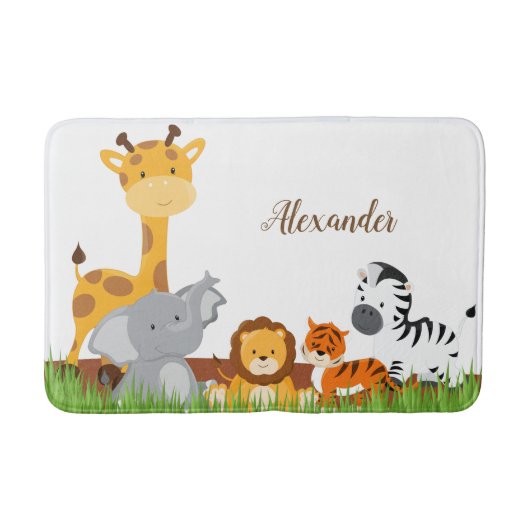 Tapis de bain mignon d'animaux de bébé de jungle (Devant)