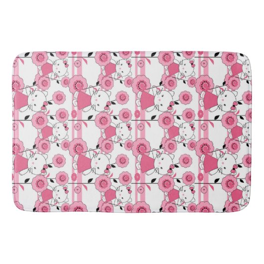 Tapis De Bain mignon enfants chaton rose blanc imprimé (Devant)