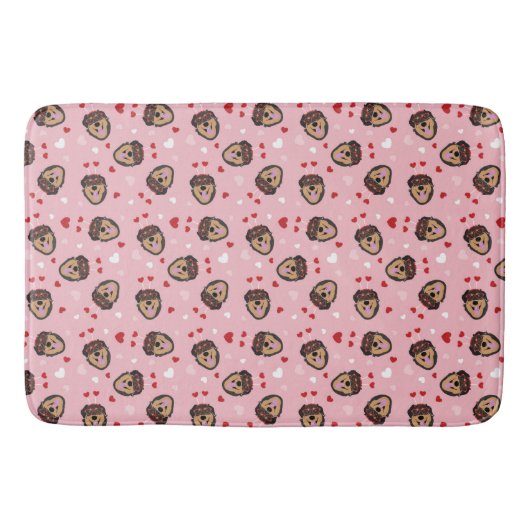 Tapis De Bain Mignonne amour chien rose rouge (Devant)