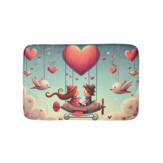 Tapis De Bain Mignonne bémol Saint Valentin hydravion (Devant)